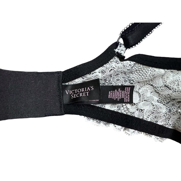 Victoria's Secret Dream Angels Perfect Coverage Bra 32DD White w Black Lace - Picture 8 of 10